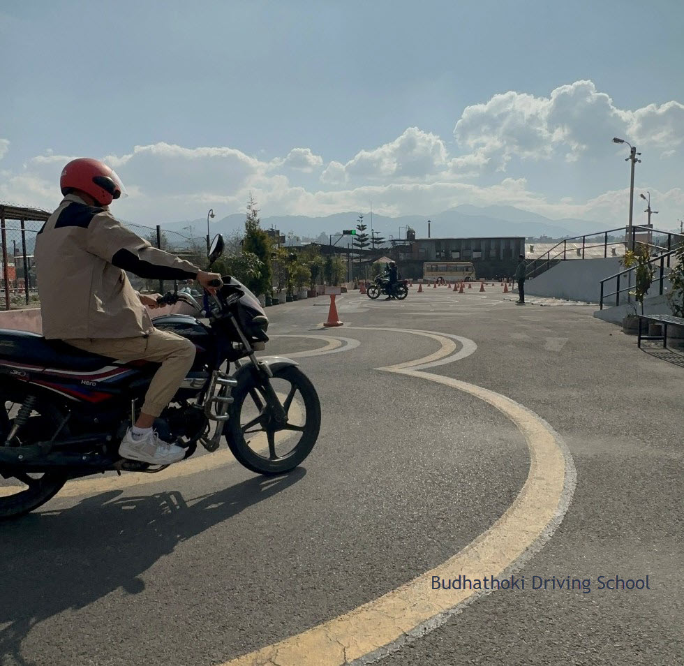 Bike trial at Budhathoki Driving School Kathmandu Bike trial at Budhathoki Driving School Kathmandu